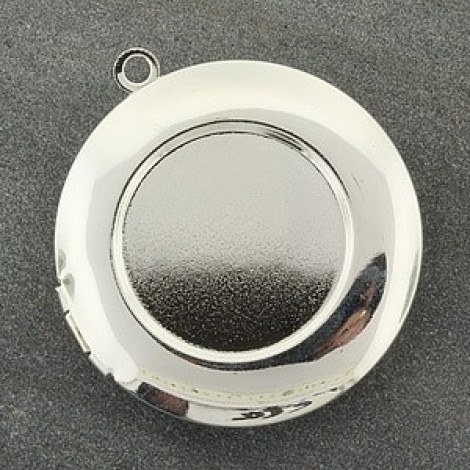 35mm Silver Plated Round Locket Photo Frame Pendant