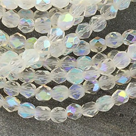 4mm Czech Firepolish Beads - Crystal AB - Pack of 50