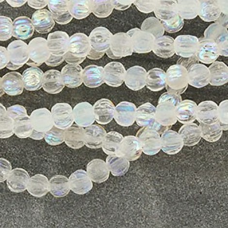 3mm Czech Melon Beads - Crystal AB - Pack of 100