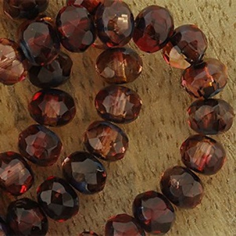 7x5mm Czech Faceted Glass Rondelles - Fuchsia Picasso - Pack of 10