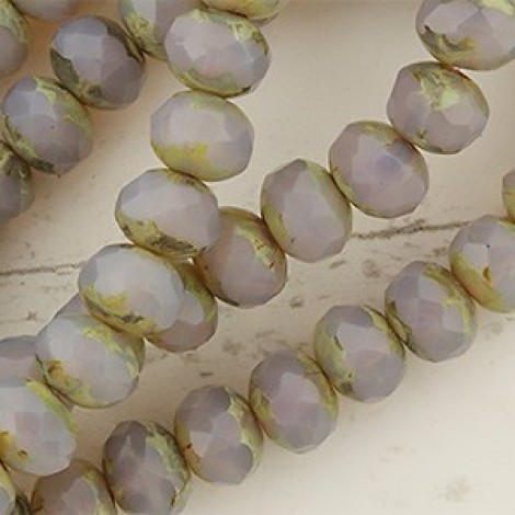 7x5mm Czech Faceted Rondelles - Pale Lavender Picasso - Pack of 10 7x5mm Czech Faceted Rondelles - Pale Lavender Picasso - Pack of 10