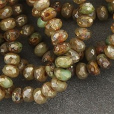 5x3mm Czech Faceted Rondelles - Champagne Picasso Mix