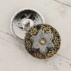 18mm Blue Arabic Star Glass Button - Each