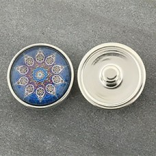 20mm Noosa Style Blue Mandala Snap Chunks - Pack of 2