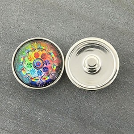 20mm Noosa Style Rainbow Mandala Snap Chunks