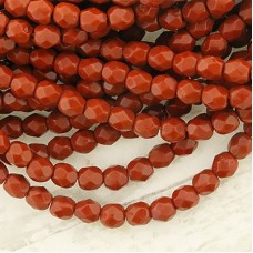 4mm Czech Firepolish Beads - Umber - Pack of 50