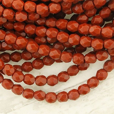 4mm Czech Firepolish Beads - Umber - Pack of 50