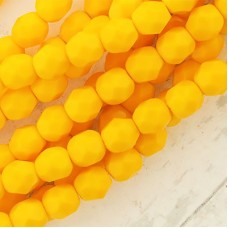 6mm Czech Firepolish Beads - Opaque Sunflower Yellow