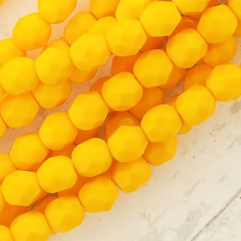 6mm Czech Firepolish Beads - Opaque Sunflower Yellow - Pack of 20