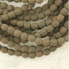 4mm Czech Firepolish Beads - Matte Saturated Brown - Pack of 50