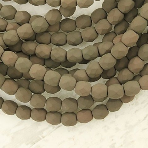 4mm Czech Firepolish Beads - Matte Saturated Brown - Pack of 50