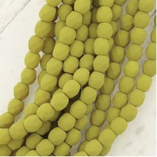 4mm Czech Firepolish Beads - Matte Saturated Chartreuse - Pack of 50