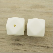 17mm Baby-Safe Silicone Geometric Beads - White - Pack of 10