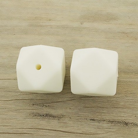 17mm Baby-Safe Silicone Geometric Beads - White