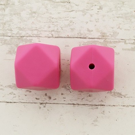 17mm Baby-Safe Silicone Geometric Beads - Pink