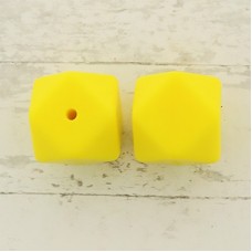 17mm Baby-Safe Silicone Geometric Beads - Yellow - Pack of 6
