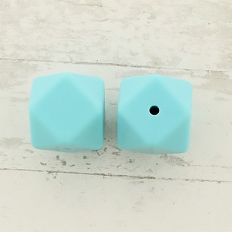 17mm Baby-Safe Silicone Geometric Beads - Sky Blue