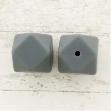 17mm Baby-Safe Silicone Geometric Beads - Grey