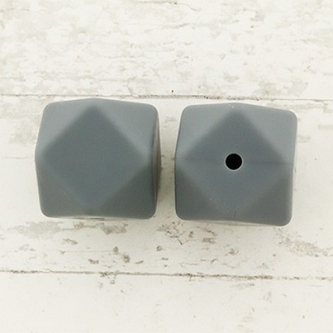 17mm Baby-Safe Silicone Geometric Beads - Grey