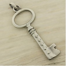 64x27mm Ant Silver Plated Pewter Skeleton Key Pendant - Each