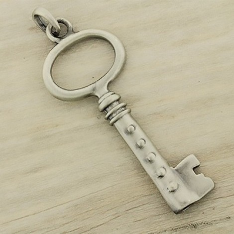 64x27mm Ant Silver Plated Pewter Skeleton Key Pendant