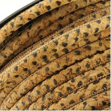 5mm Vegan Round Portuguese Cork Cord - Leopard Natural