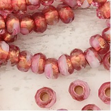 6x9mm Czech Faceted Roller Beads - Fuchsia Copper - Pack of 5