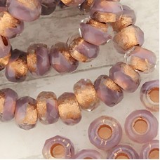 6x9mm Czech Faceted Roller Beads - Lavender Copper - Pack of 5