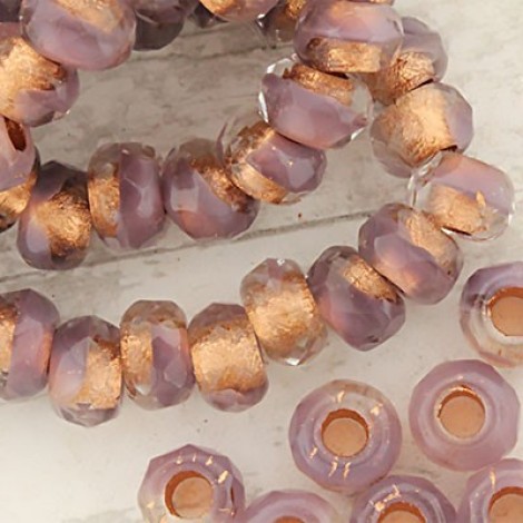 6x9mm Czech Faceted Roller Beads - Lavender Copper - Pack of 5