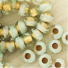 6x9mm Czech Faceted Roller Beads - Turquoise Gold Lined