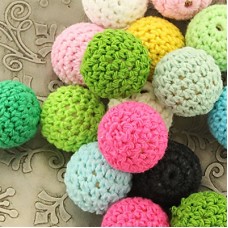 19-20mm Crochet Cotton Wooden Beads - Mixed Colour