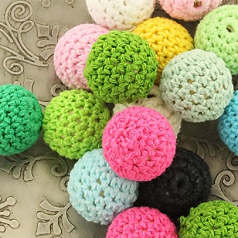 19-20mm Crochet Cotton Wooden Beads - Mixed Colour