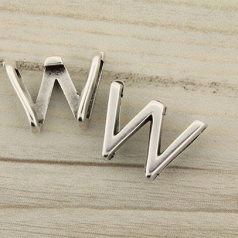 18x13mm Letter Slider for 10mm Flat Cord - W - Each 18x13mm Letter Slider for 10mm Flat Cord - W - Each