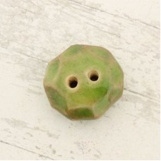 22x25mm Gaea Ceramic 2-Hole Button - Green Faceted