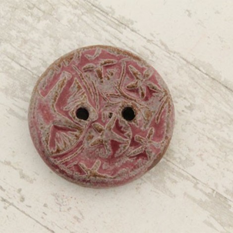 30mm Gaea Ceramic 2-Hole Button - Starry Plum Round - Each