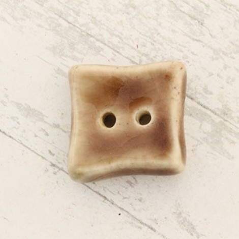 22mm Gaea Ceramic 2-Hole Button - Brown Square - Each 22mm Gaea Ceramic 2-Hole Button - Brown Square - Each