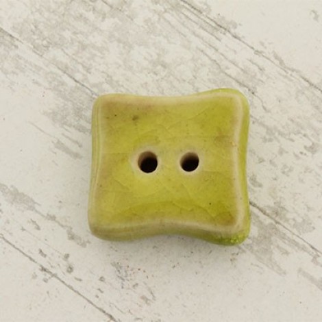 22mm Gaea Ceramic 2-Hole Button - Green Square - Each