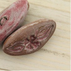 35x27mm Gaea Ceramic Shank Button - Plum Flower Pod - Each