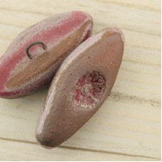 38x17mm Gaea Ceramic Shank Button - Plum Flower Pod - Each