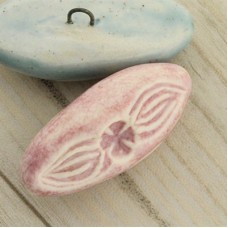 37x17mm Gaea Ceramic Shank Button - Pink Flower Pod - Each