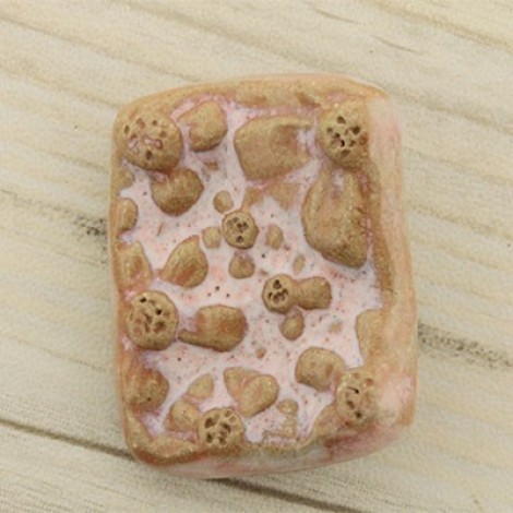 31x25mm Gaea Ceramic Shank Button - Pink Daisies - Each 31x25mm Gaea Ceramic Shank Button - Pink Daisies - Each