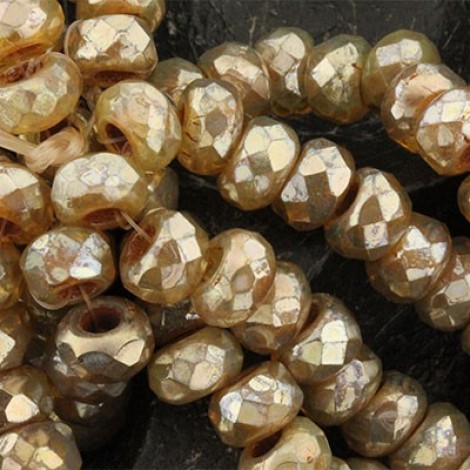 6x9mm Czech Faceted Roller Beads - Champagne Luster