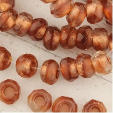 6x9mm Czech Faceted Roller Beads - Rusty Copper Lined