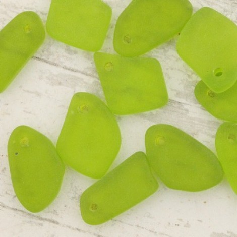 10-15mm Sea Glass Freeform Tiny Drops - Olive
