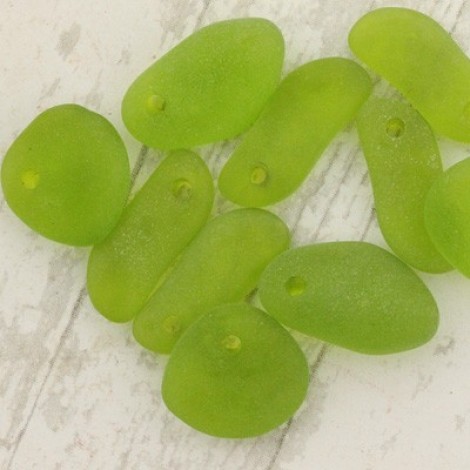 10-15mm Sea Glass Pebble Tiny Drops - Olive
