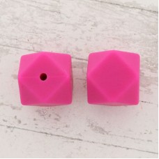 17mm Baby-Safe Silicone Geometric Beads - Hot Pink