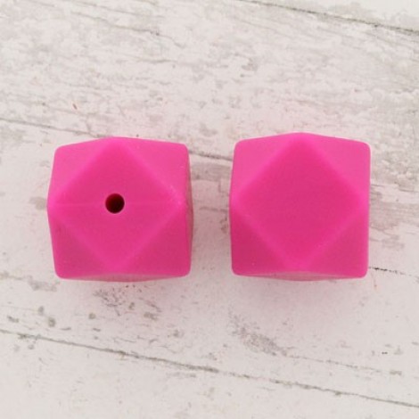 17mm Baby-Safe Silicone Geometric Beads - Hot Pink