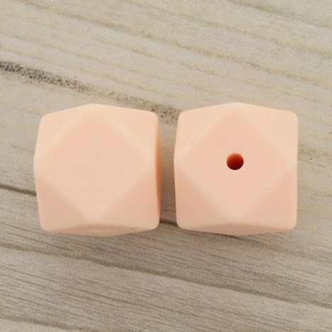 17mm Baby-Safe Silicone Geometric Beads - Peach