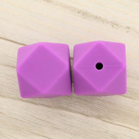 17mm Baby-Safe Silicone Geometric Beads - Violet
