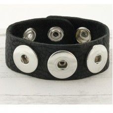 22cm Black Full Grain Noosa Style Snap Bracelet